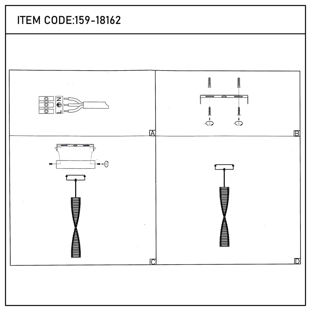 User manual for Crystal LED Pendant Lamp Antique Brass 9W 3CCT (TEKLED) -159-18162-159-18162