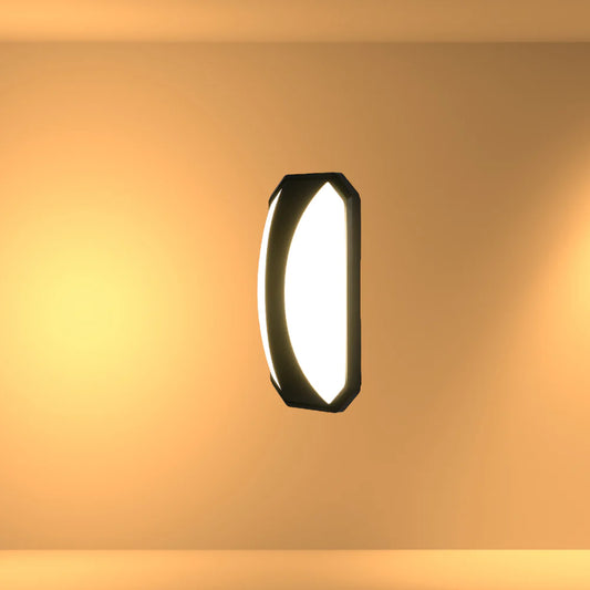 Curved Plastic Black Modern LED Outdoor Wall Light 15W Warm White