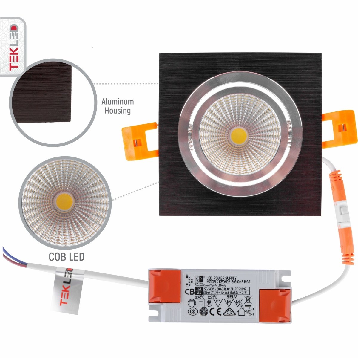 Detailed images of LED Recessed Downlight 5W Cool White 4000K Black IP20