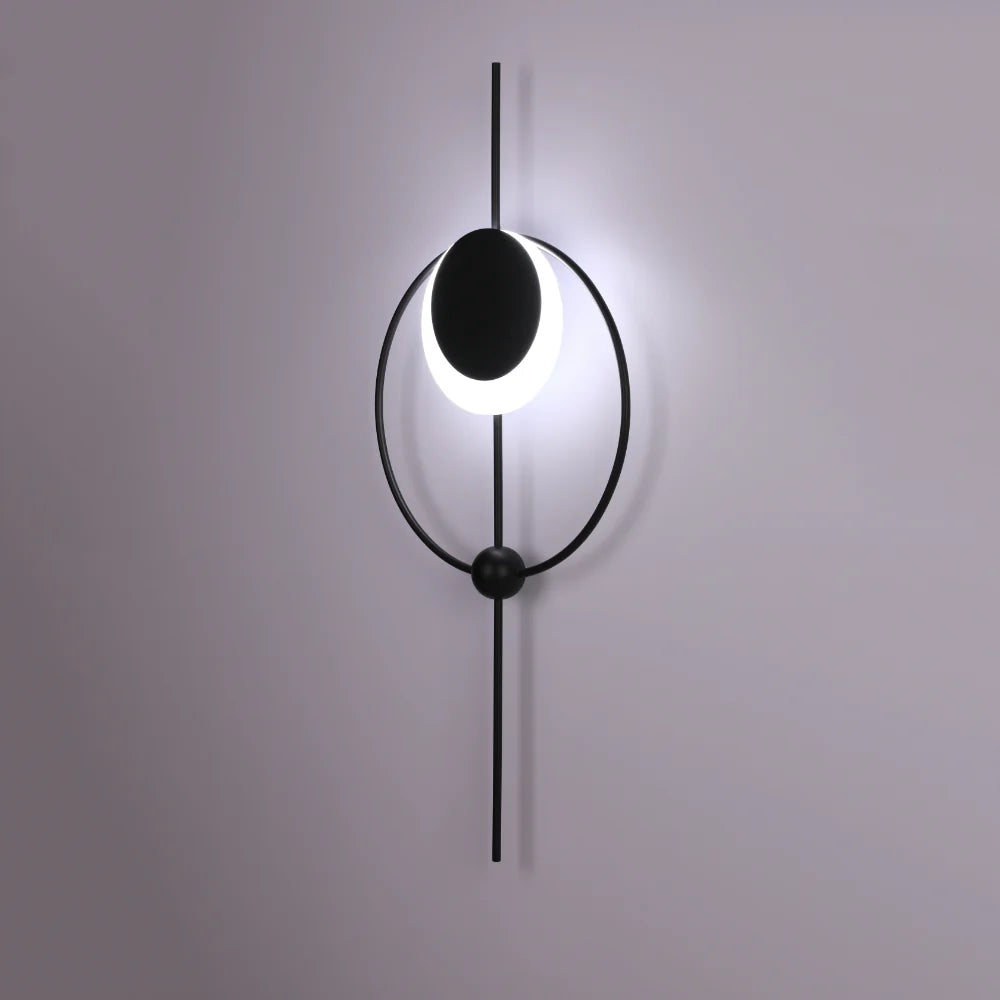 Designer Geometric Moon in Circle Modern LED Wall Light Black 3Color 7W