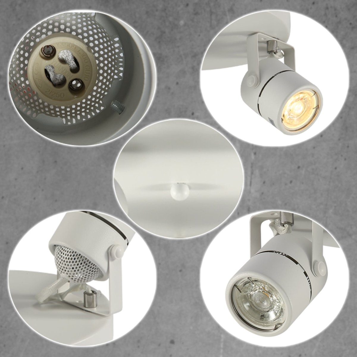 Detailed shots of 2 Way Mane Tray Spotlight with GU10 Fitting White | TEKLED 172-03082