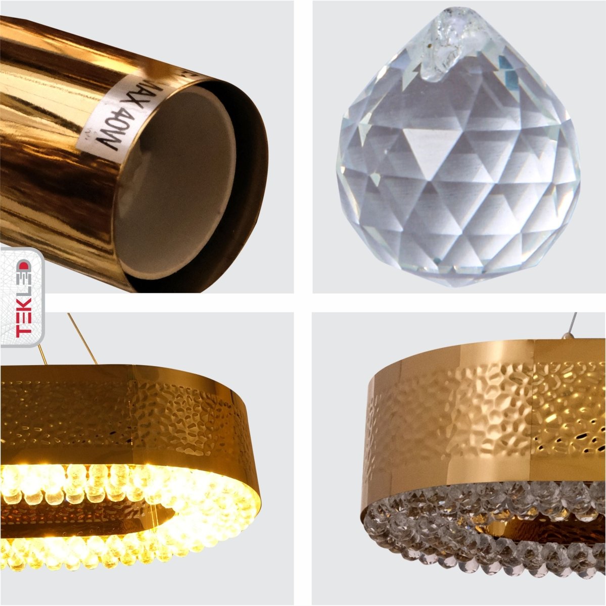 Detailed shots of Ball Crystal Gold Metal Island Chandelier L850 with 10XE14 Fitting | TEKLED 156-19566