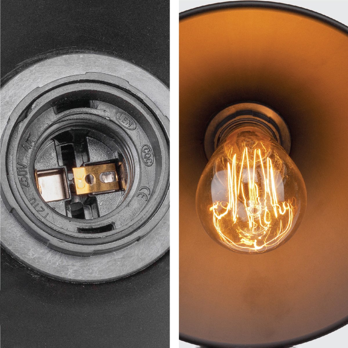 Detailed shots of Black Funnel Metal Hinged Wall Light with E27 Fitting | TEKLED 151-19558