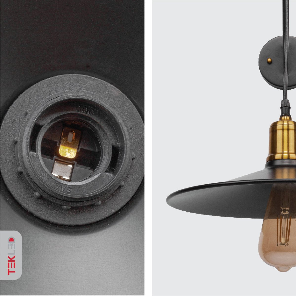 Detailed shots of Black Gold Metal Suspended Wall Light with E27 Fitting | TEKLED 151-19636