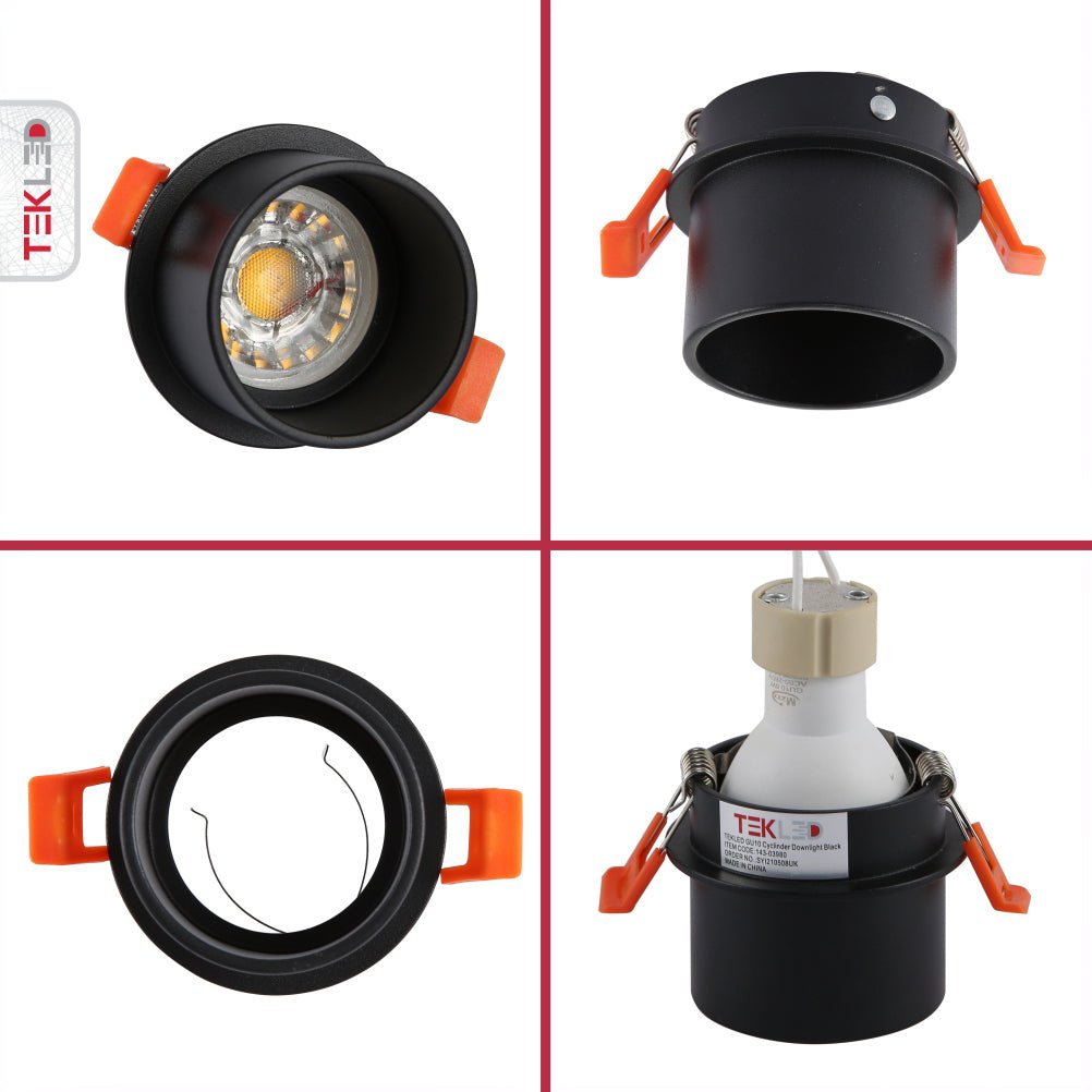 Detailed shots of Black Low Glare Diecast Aluminium Downlight GU10 | TEKLED 143-03980