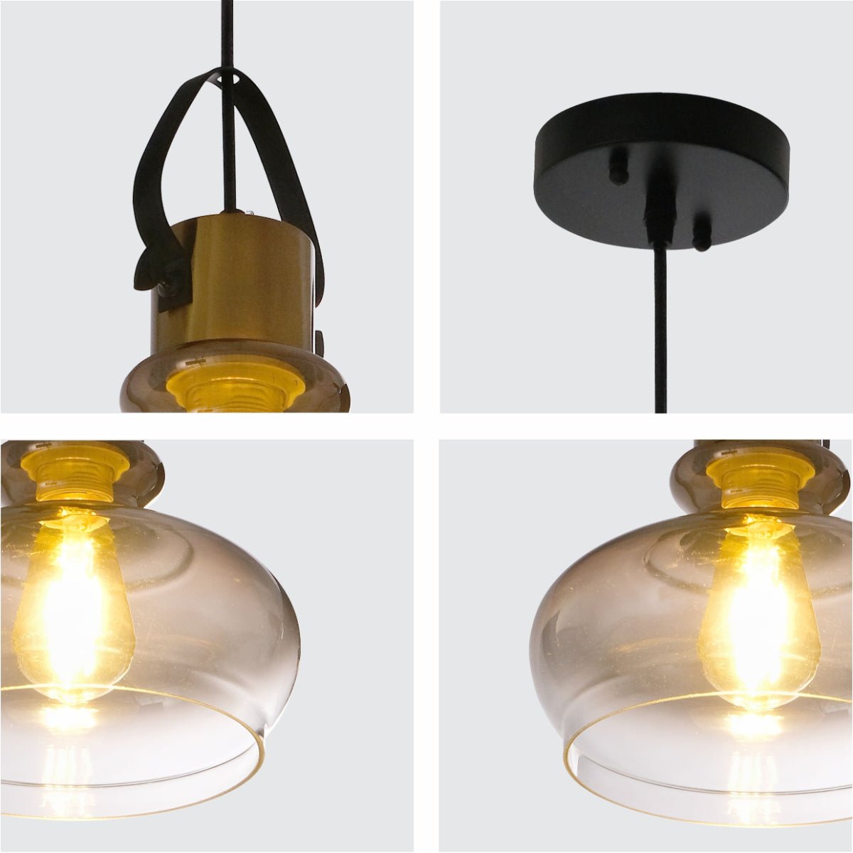 Detailed shots of Bronze Gradient Glass Dome Pendant Ceiling Light with E27 | TEKLED 150-18075