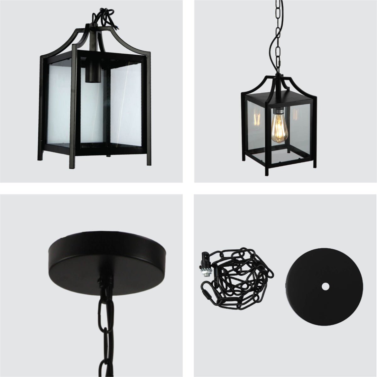 Detailed shots of Cube Retro Traditional Lantern Pendant Ceiling Light with E27 | TEKLED 159-17868