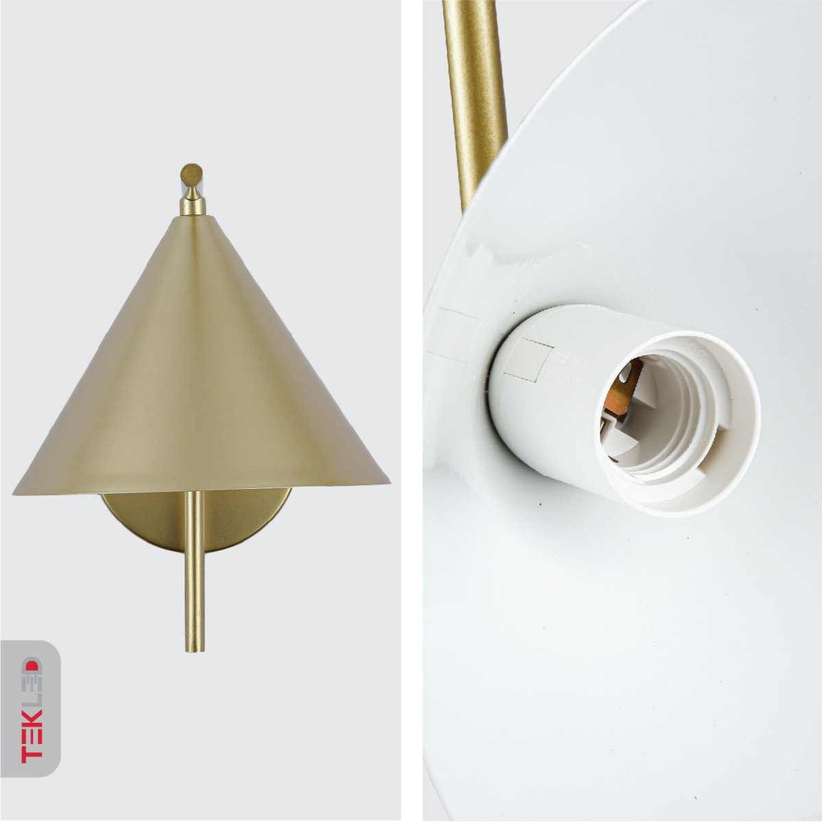 Detailed shots of Gold Metal Funnel Wall Light with E27 Fitting | TEKLED 151-19658