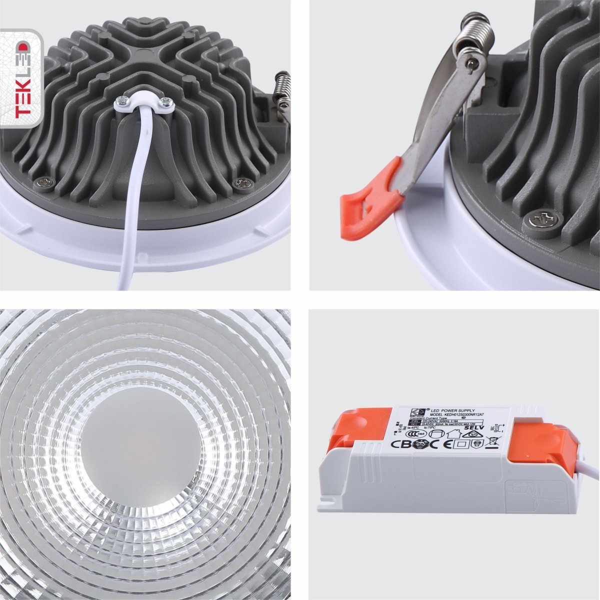 Detailed shots of LED COB Recessed Downlight 10W Cool White 4000K White | TEKLED 165-03398