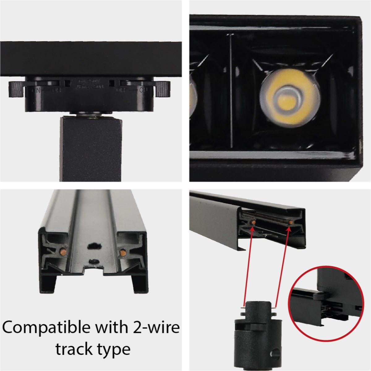 Detailed shots of LED Mirage Blade Tracklight 10W Cool White 4000K White IP20 | TEKLED 174-03828 shows the compatible track