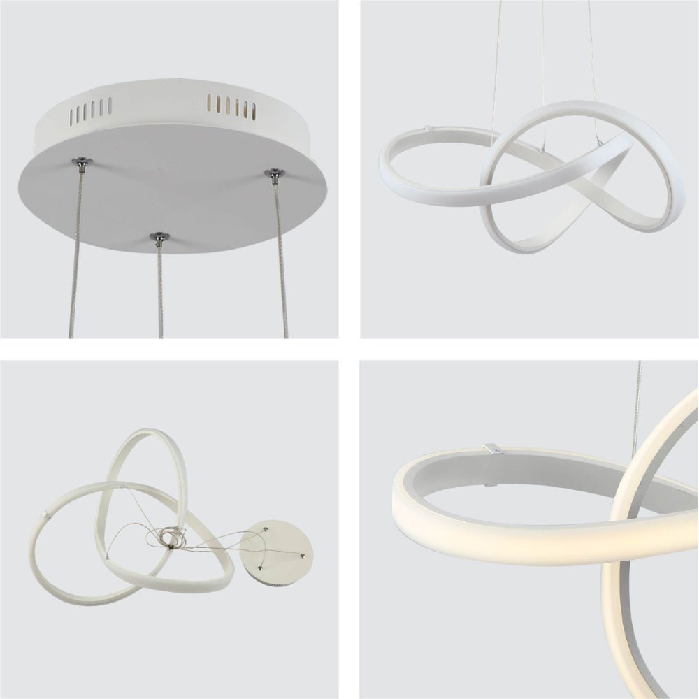 Detailed shots of LED Triple Loop White Finishing 46W 4000K Natural Cool White Modern Contemporary Nordic Scandinavian Pendant Ceiling Light | TEKLED 158-19810