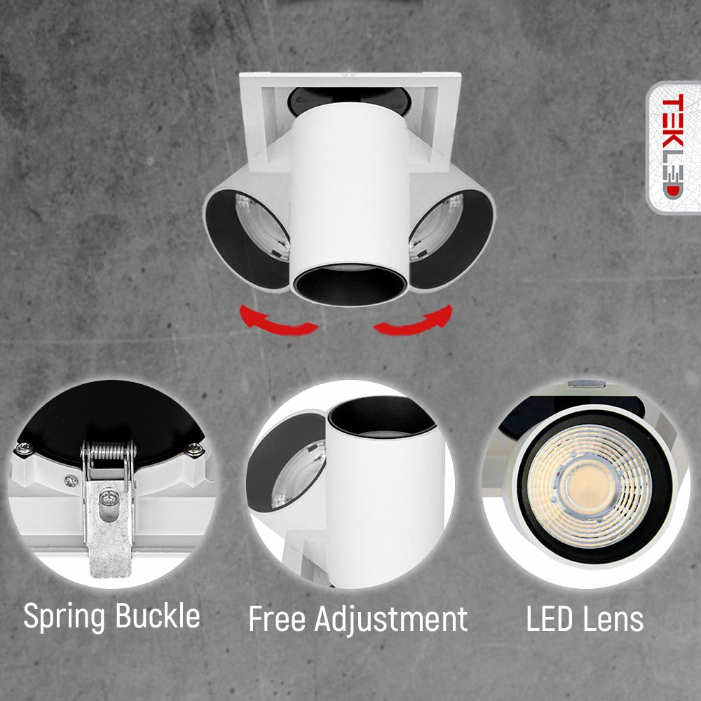 Detailed shots of Telescopic Swivel Adjustable In-Out LED Downlight 10W Cool White 4000K White | TEKLED 165-03938