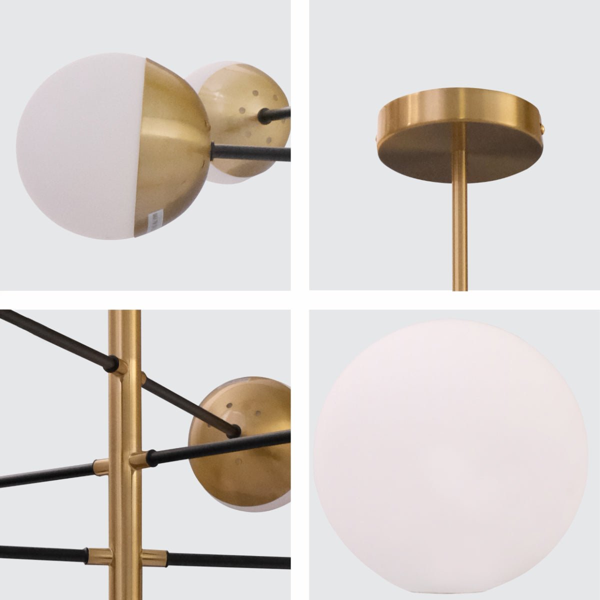 Detailed shots of White Glass Gold Metal Globe Sputnik Ceiling Light Tiered Nordic Kitchen Island Chandelier with 6xG9 Fitting | TEKLED 159-17572