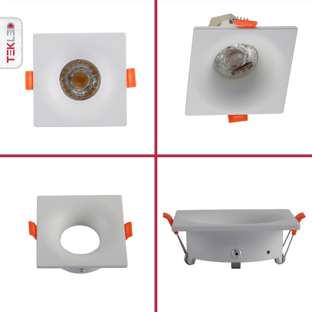 Detailed shots of White Square Diecast Aluminium Downlight GU10 | TEKLED 143-03978