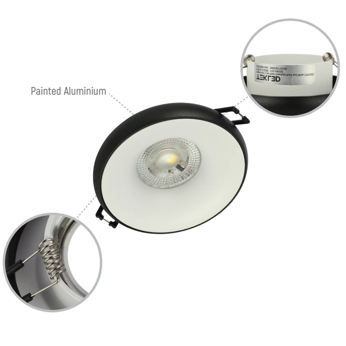 Lighting properties of Die-Cast Aluminium Fixed GU10 Downlight with Color-Accented Bezel 143-04036