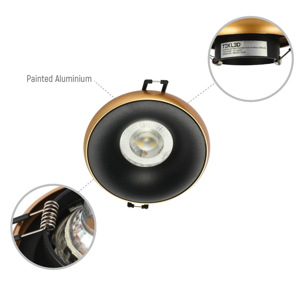 Lighting properties of Die-Cast Aluminium Fixed GU10 Downlight with Color-Accented Bezel 143-04037