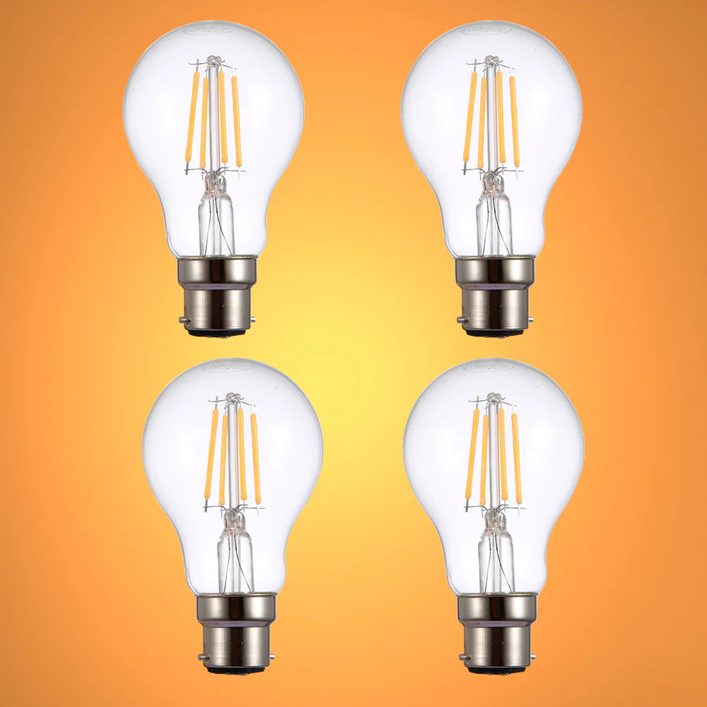 LED Dimmable Filament A60 GLS Bulb B22 Bayonet Cap 6.5W Warm White 2700K