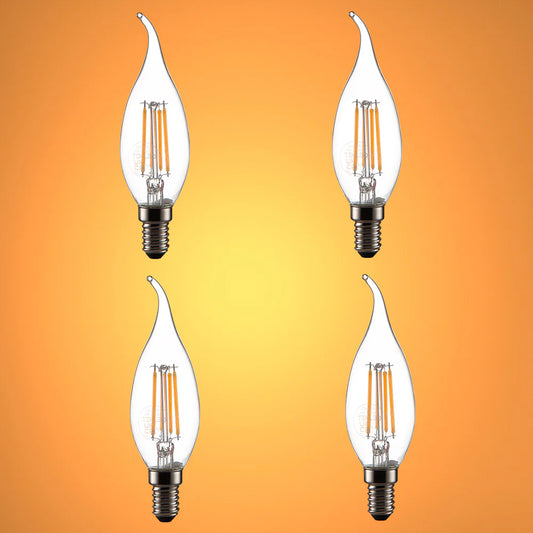 LED Dimmable Filament C35 Candle Bulb E14 Small Edison Screw 4W Warm White 2700K