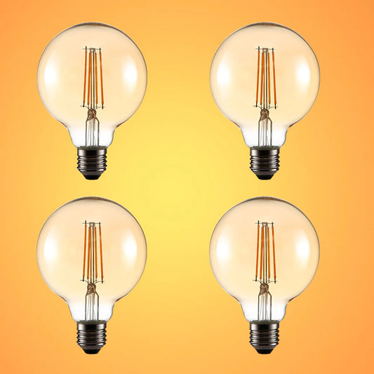 LED Dimmable Filament Globe Bulb E27 Edison Screw 6.5W Pack of 2 Warm White 2400K