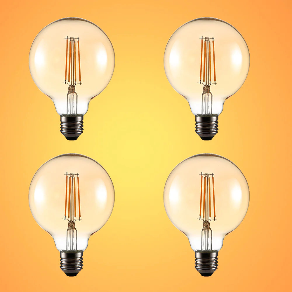 LED Dimmable Filament Globe Bulb E27 Edison Screw 6.5W Pack of 2 Warm White 2400K