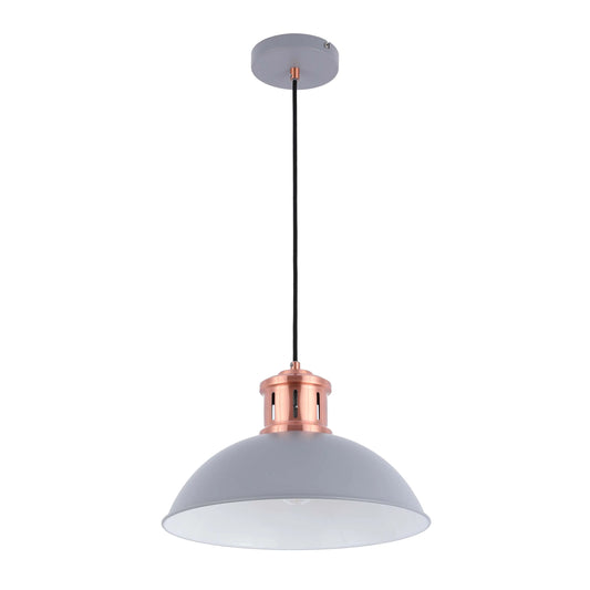 Dome Pendant Light with Copper Fitting - E27, Dimmable, 370mm Diameter