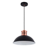 Dome Pendant Light with Copper Fitting - E27, Dimmable, 370mm Diameter