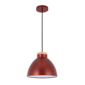 Dome Pendant Light with Wooden Accent - E27 Fitting, 40W Max, IP20
