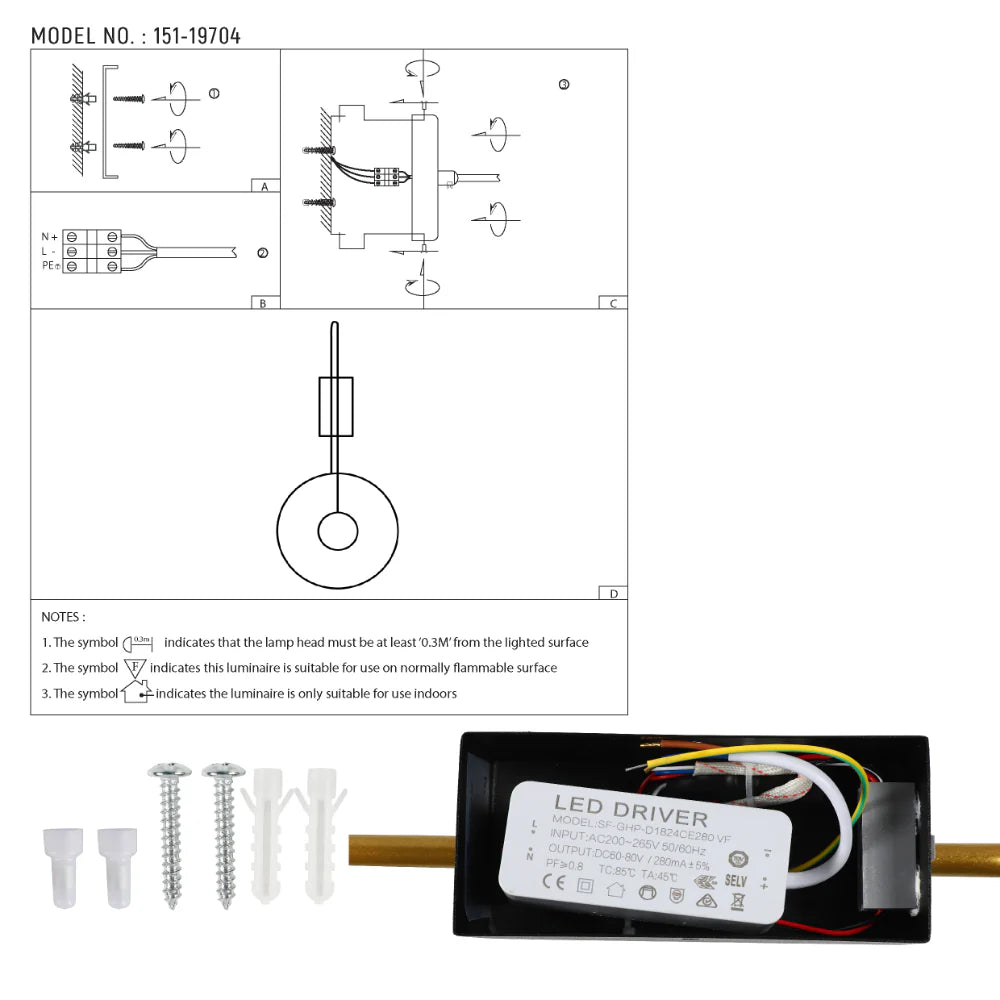 Dual Radiance Orbital LED Wall Light Black Gold 3 CCT