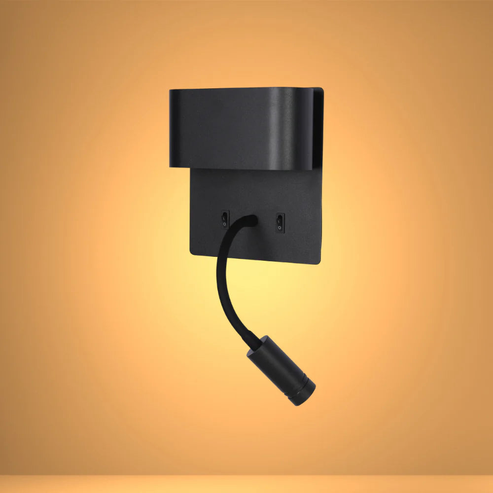 Dual-Source LED Wall Sconce with Adjustable Gooseneck Reading Bedside Lamp