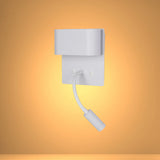 Dual-Source LED Wall Sconce with Adjustable Gooseneck Reading Bedside Lamp