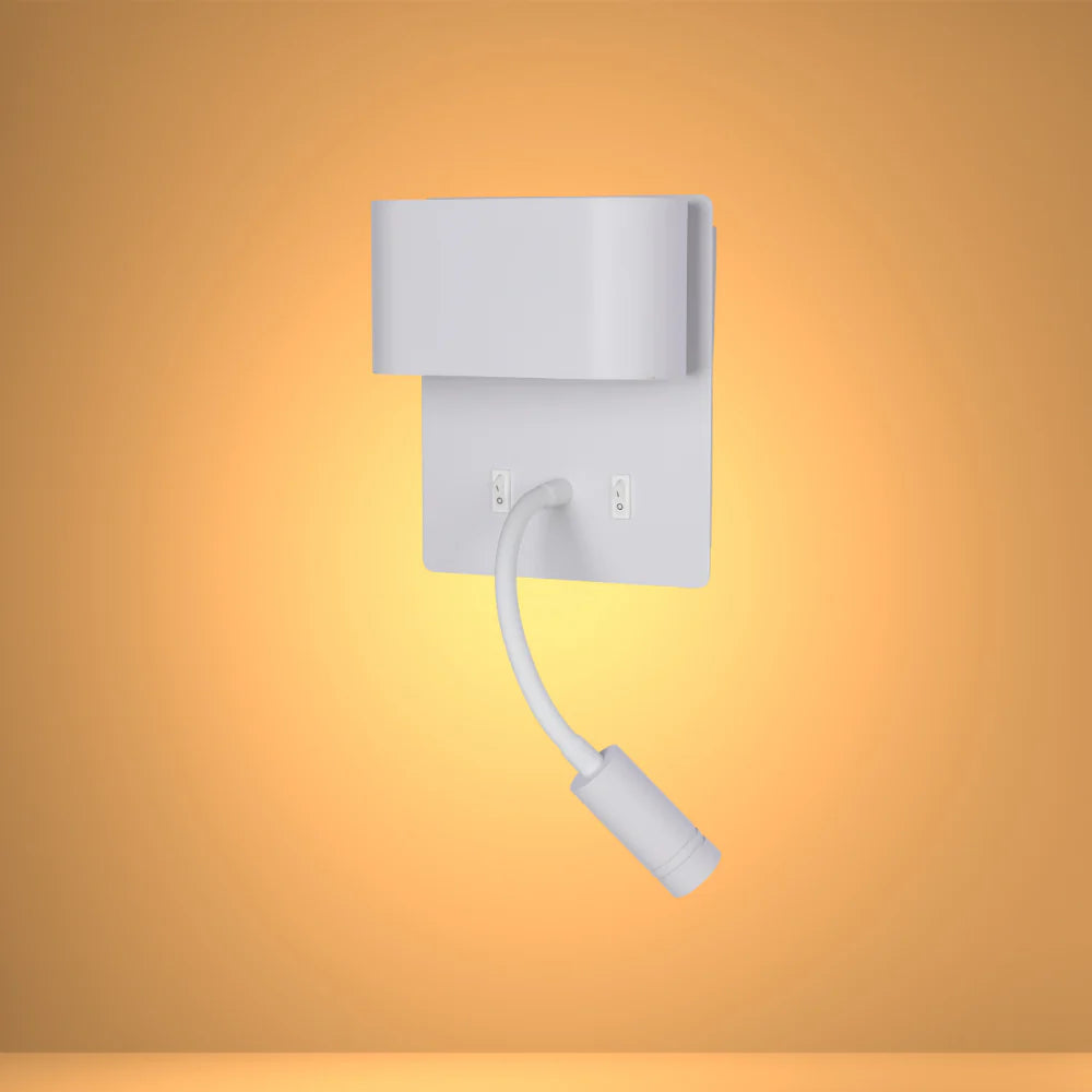 Dual-Source LED Wall Sconce with Adjustable Gooseneck Reading Bedside Lamp