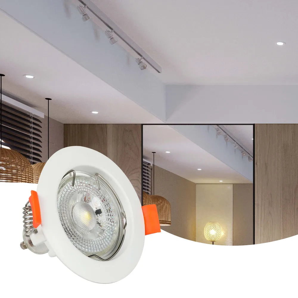 Sleek GU10 downlight fixture illuminating a modern kitchen with minimalist decor, enhancing its sophisticated ambiance.143-03991