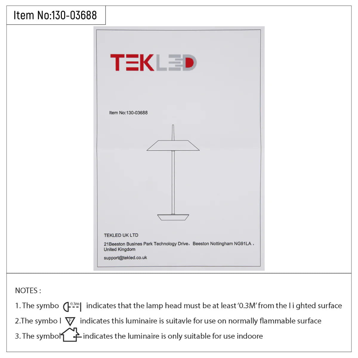 Technical specs of Eclipse Touch Table Lamp 130-03688