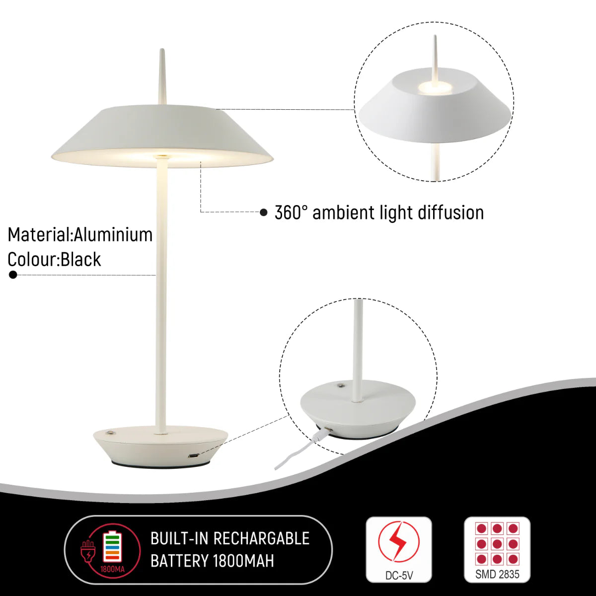 Close shots of Eclipse Touch Table Lamp 130-03690