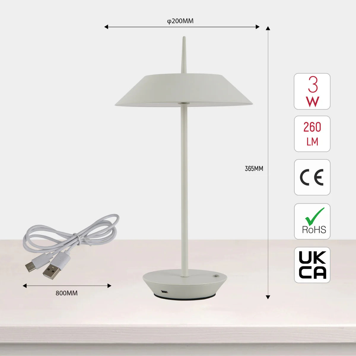 Size and certifications of Eclipse Touch Table Lamp 130-03690