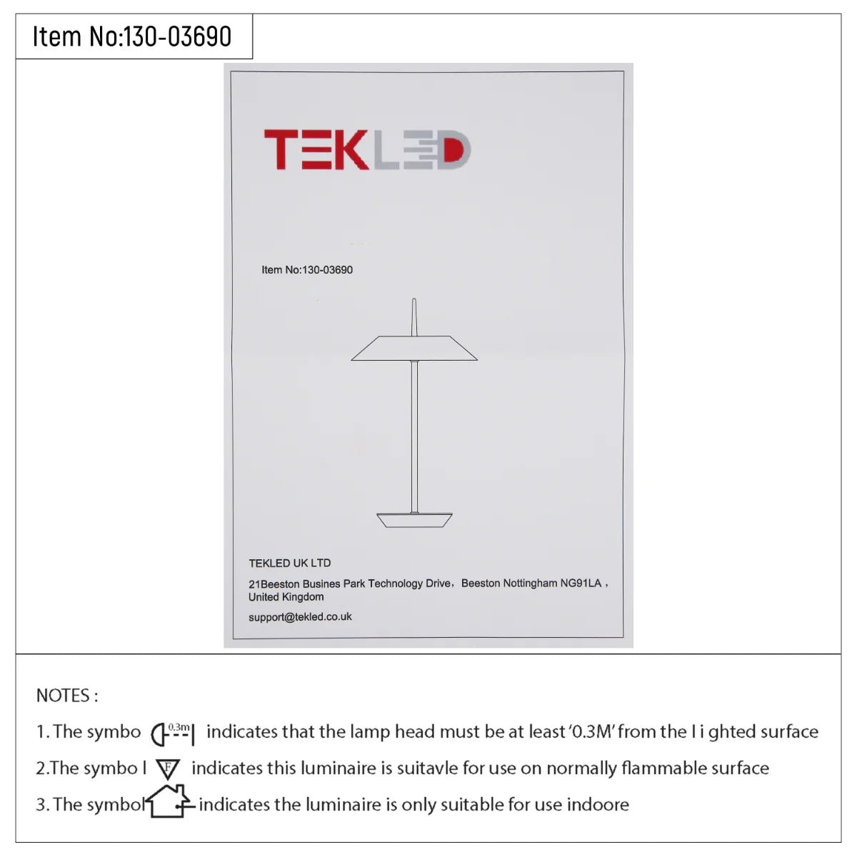 Technical specs of Eclipse Touch Table Lamp 130-03690