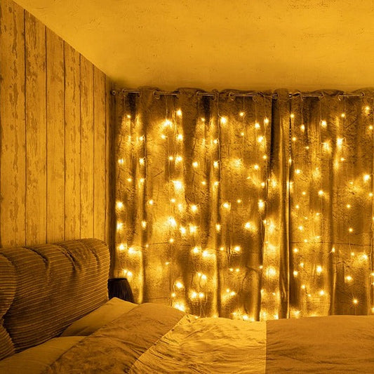 Ekry Micro-LED 10 Strands 300 LEDs 3mx3m with USB Cable & Remote Control Warm White LED Fairy Curtain Light