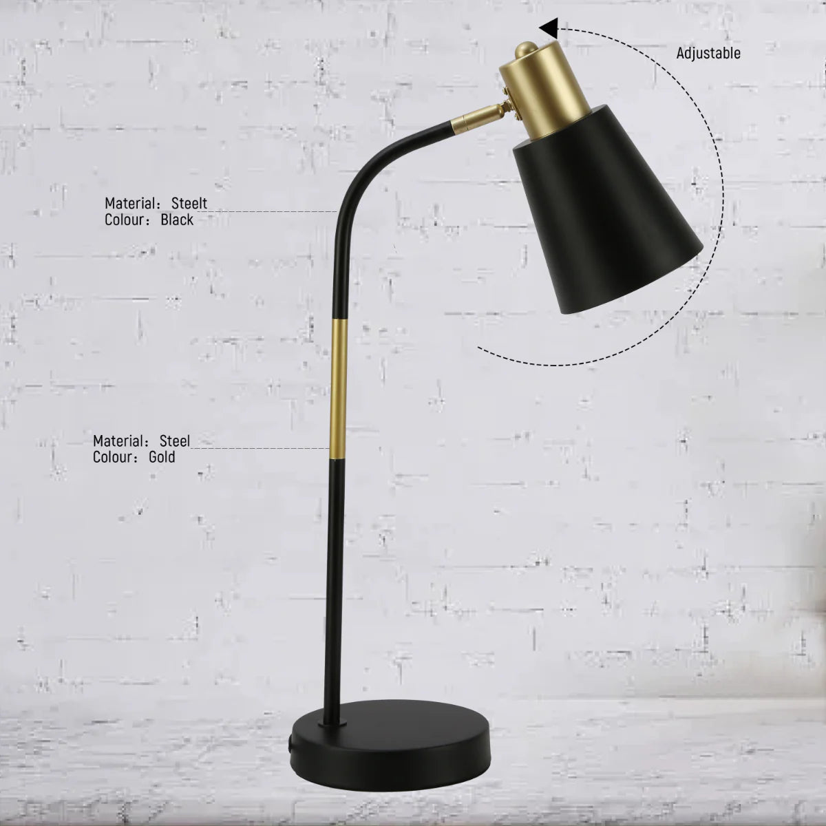 Close shots of Elegance Curve E27 Desk Lamp 130-03710