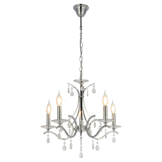 Elegant Chrome Chandelier Ceiling Light with Crystal Beads