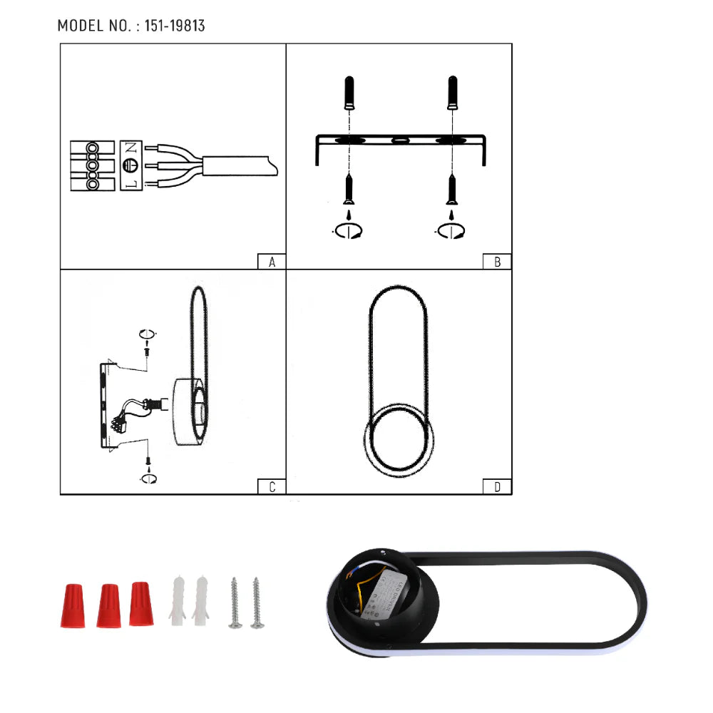 Ellipse Ambient LED Wall Sconce Black 3000K 24W