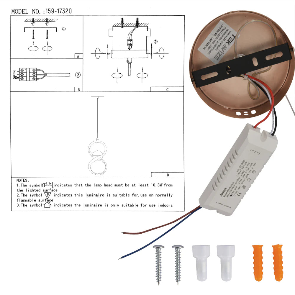 User manual for Eternity Pearl LED Pendant Ceiling Light Gold | TEKLED 159-17320