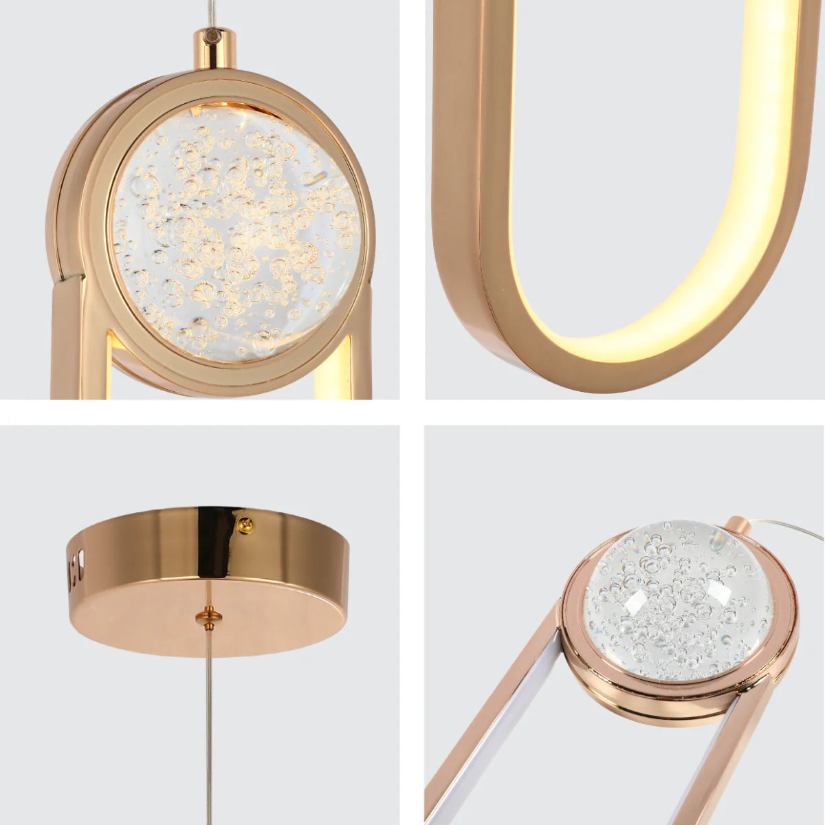 Close shots of Farrah Moon Pearl LED Pendant Light Gold 159-18118