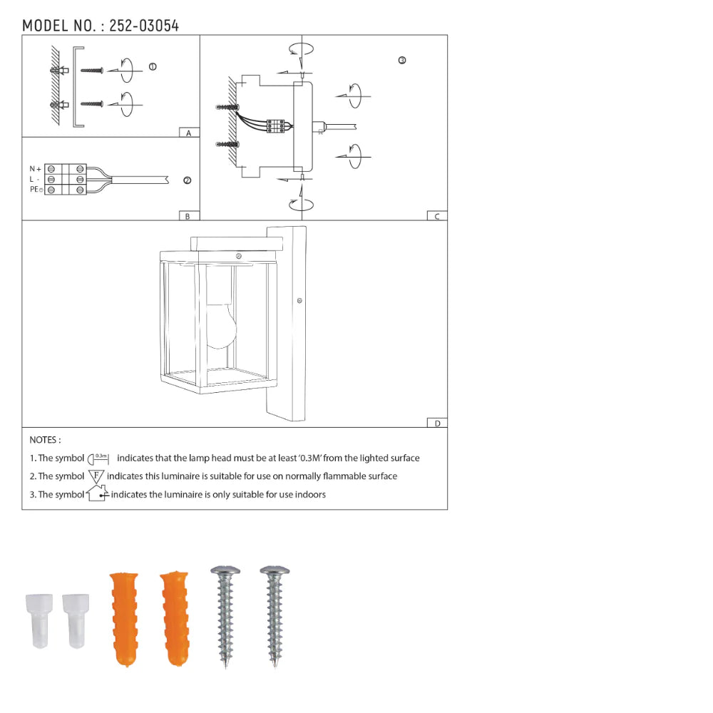 Ferda Outdoor Lantern Wall Light E27 Dark Grey