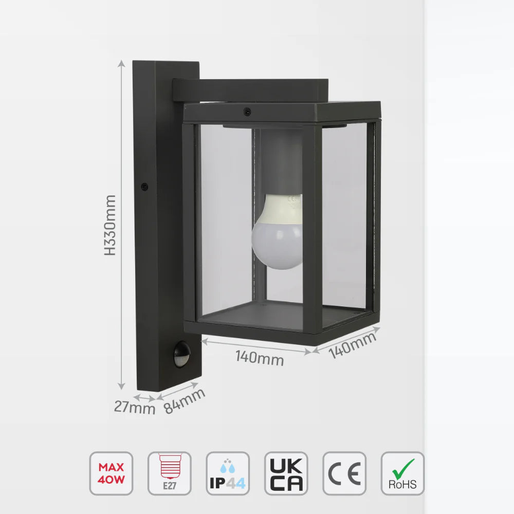 Ferda Outdoor Lantern Wall Light E27 Dark Grey