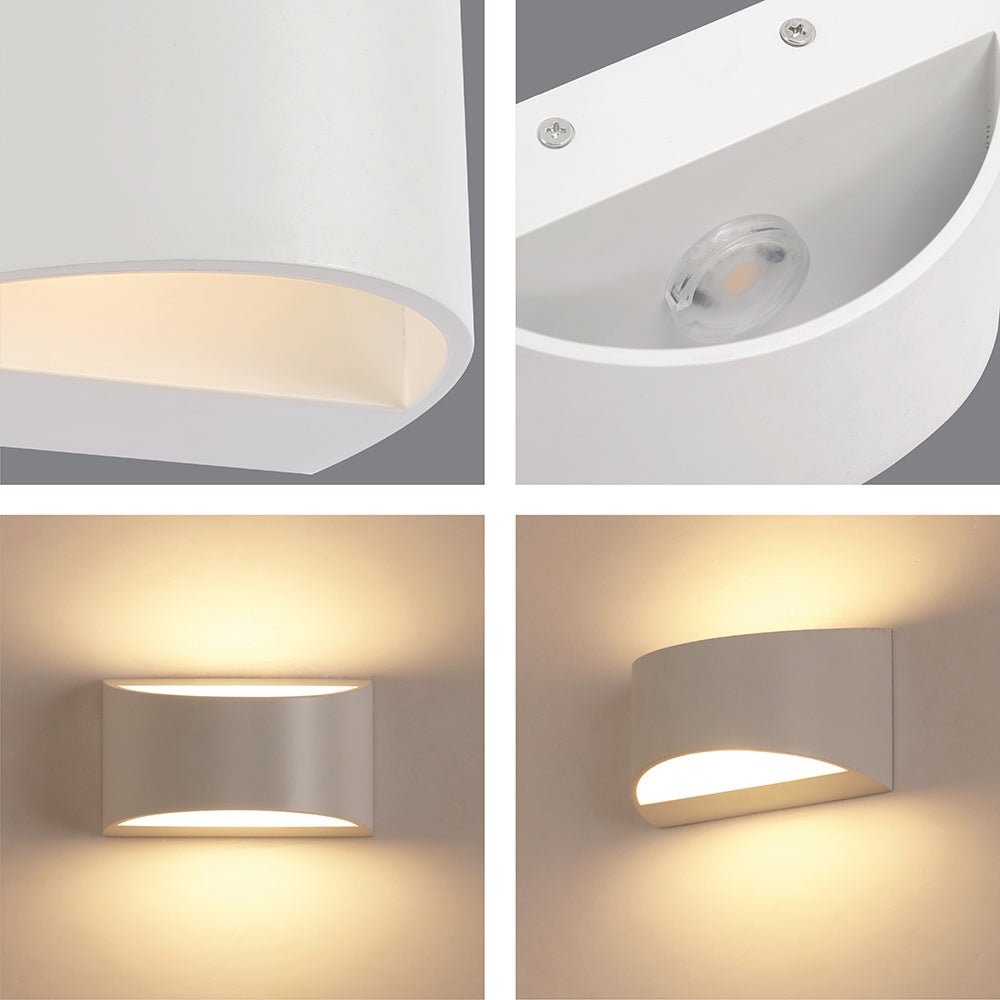 Detailed captures of Flat White Aluminium LED Wall Light 5W Warm White