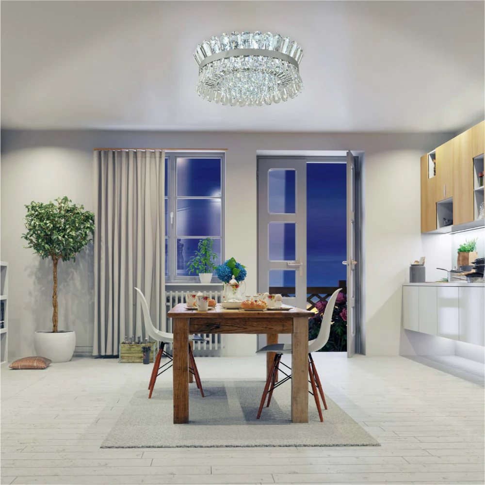 Interior application of Flush Ring Crystal Deluxe Chandelier Ceiling Light | TEKLED 159-18074