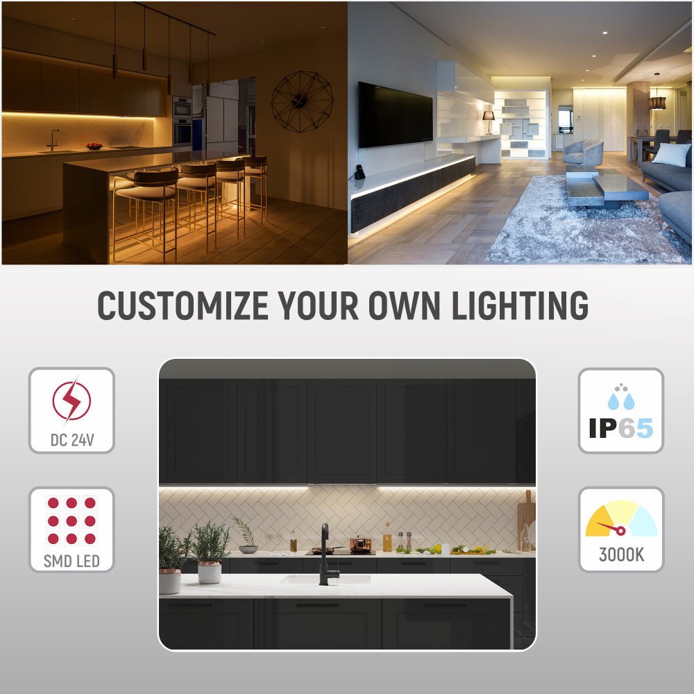 Furniture lighting application of LED Strip Light 180pcs 2835 LED 10W 2A 24Vdc 10mm 5m IP65 Waterproof 3000K Warm White 4000K Cool White 6500K Cool Daylight | TEKLED 582-032733