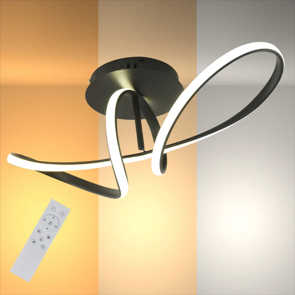 Geometric Elegance LED Ceiling Light Series | Trefoil & Helix Designs | Remote-Controlled Ambiance