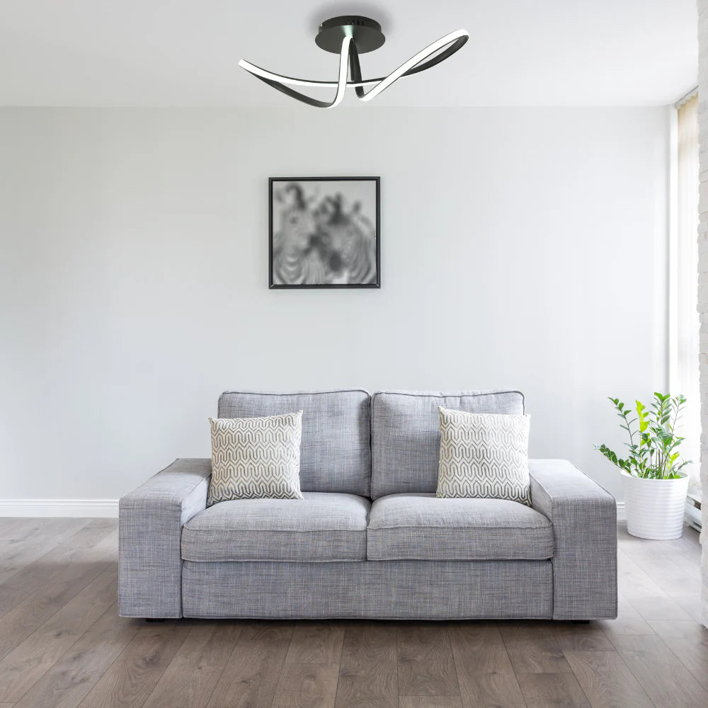 Living room kitchen bedroom use of Geometric Elegance LED Ceiling Light Series | Trefoil & Helix Designs | Remote-Controlled Ambiance | TEKLED 159-17934