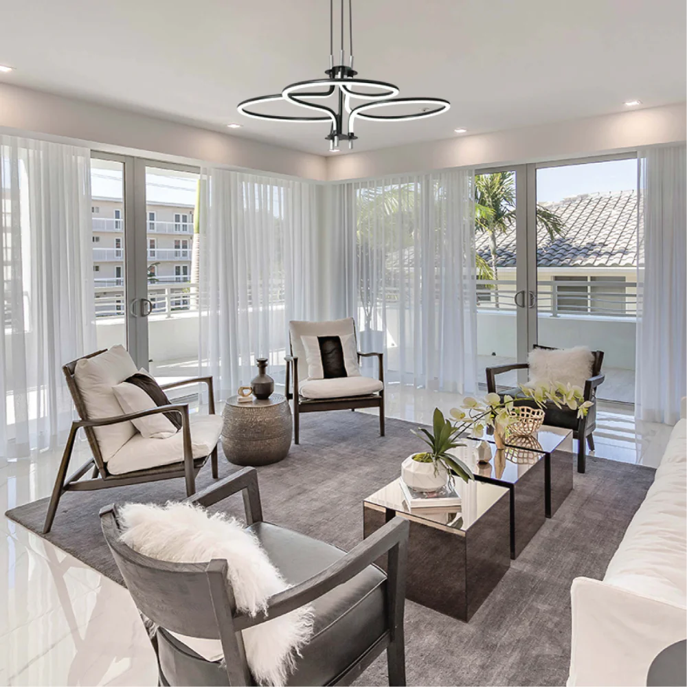 Living room kitchen bedroom use of Geometric Elegance LED Ceiling Light Series | Trefoil & Helix Designs | Remote-Controlled Ambiance | TEKLED 159-17964